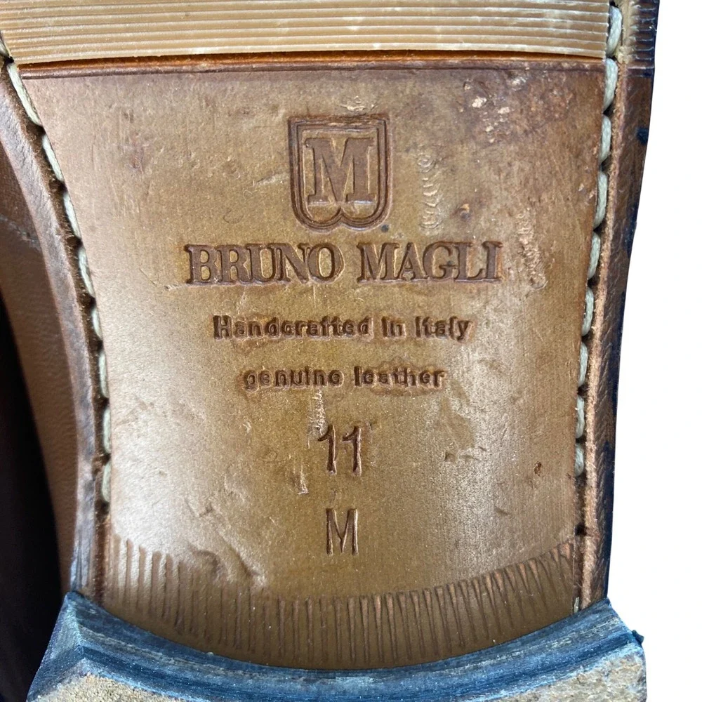 Bruno Magli Mens Keene Penny Loafers Brown Leather Made in Italy Size 11 M